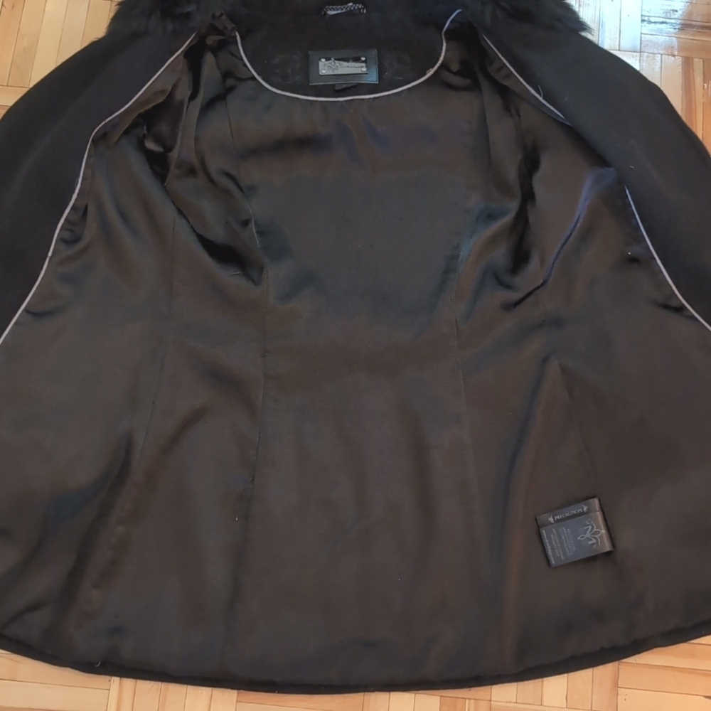 Mackage Cashmere Blend Coat With Lamb Fur And Leather Size S - Picture 7 of 13